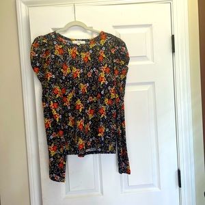Loft Floral Puff, Long Sleeve Top sz L NWT